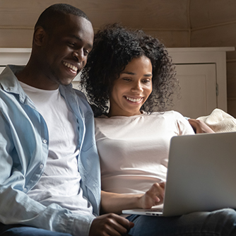 Young couple browse the website